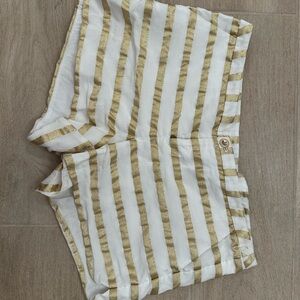 Lilly Pulitzer Gold and White Striped High Waist Shorts